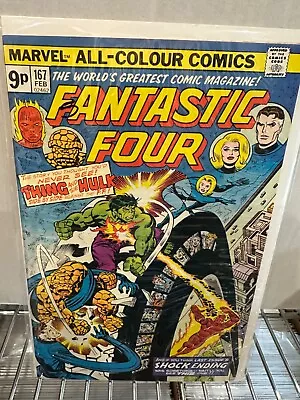 Buy Fantastic Four #167 (1975) KEY Classic Battle FF V Hulk • 8£