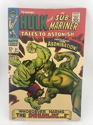 Buy Tales To Astonish #91 - 7.0 (Fine/Very Fine)- Hulk Vs Abomination - • 93.35£