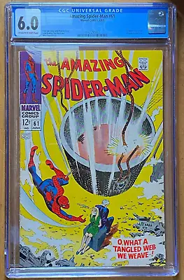 Buy Cgc 6.0 Amazing Spider-man #61 6/68 1st Gwen Stacy Cvr Marvel Comics Kingpin App • 135.91£