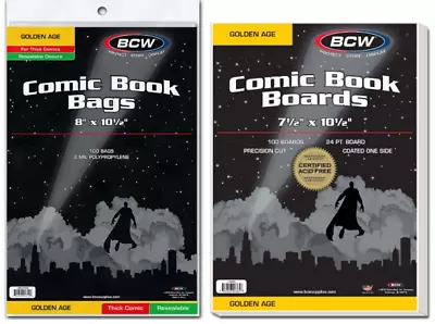 Buy 25 Pack BCW Golden Age Comic Book Bags (Resealable, Thick) And Boards Acid Free • 13.93£