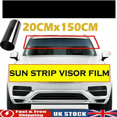 Buy Black Car Sun Visor Strip Tint Film Front Windshield UV Shade Banner Accessories • 9.79£