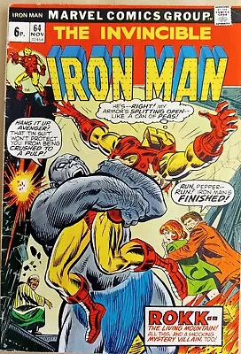 Buy Iron Man #64 - VG- (3.5) - Marvel 1973 - 6p UK Price Copy - Tuska Art - Vs Rokk • 3.50£