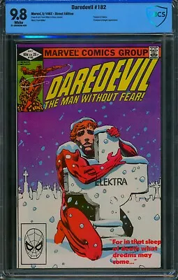 Buy DAREDEVIL #182 ❄️ CBCS 9.8 WHITE PGs ❄️ Elektra Funeral Frank Miller Marvel 1982 • 104.84£