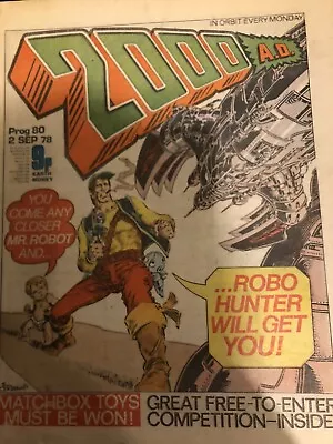 Buy Vintage 2000ad Comic Prog 80 - Sept 78 Judge Dredd Robo Hunter • 5£