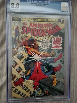 Buy Amazing Spider-Man #123 CGC Graded 8.0 Gwen Stacys Funeral Marvel Comics 1973 • 97.08£