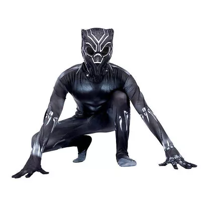 Buy Kids Superhero Black Panther Suit Cosplay Birthday Party Costume Xmas Gifts UK • 13.98£