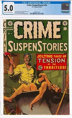 Buy Crime SuspenStories 24 CGC 5.0 Hatchet Killer! 1954 Kamen, Crandall, Orlando! EC • 465.93£