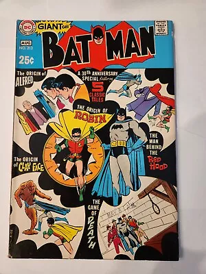 Buy Batman #213 Giant 1969 DC Comics Origin Of Robin / Clayface/ Alfred • 27.17£