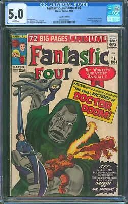 Buy Fantastic Four Annual #2 ⭐ CGC 5.0 CANADIAN VARIANT ⭐ DOCTOR DOOM Origin! 1964 • 310.42£