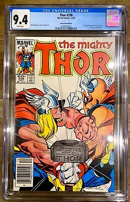 Buy Thor #338 CGC Graded 9.4.  Beta Ray Bill App. WPgs. Marvel Comics 1983 NEWSTAND! • 58.25£