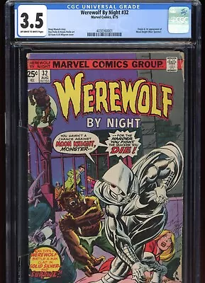 Buy Werewolf By Night #32 CGC 3.5 OW/W 1st App Moon Knight Marc Spector 1975 Marvel • 440.80£