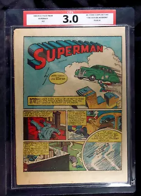 Buy Superman #12 CPA 3.0 SINGLE PAGE #1  Suicide Murders  Vintage DC Comics 1941 • 100.95£