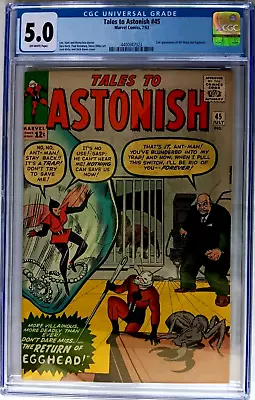 Buy TALES TO ASTONISH #45 CGC 5.0 OW 1963 Lee & KIRBY 2nd WASP, Giant Man & HULK • 89.31£