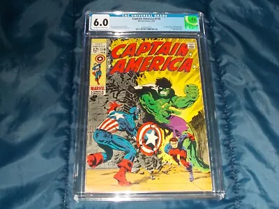 Buy Captain America #110 CGC 6.0 F (Marvel - 02/69) Classic Steranko Hulk Cover! • 98.63£