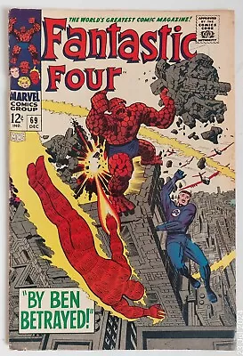 Buy Fantastic Four #69 12/1967 7.0 FN/VF Mad Thinker Beatles Ad (centerfold) • 40£
