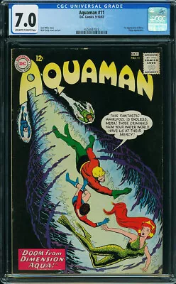 Buy AQUAMAN #11 CGC 7.0 1ST MERA WIFE OF AQUAMAN! 1963! Key Silver! Q3 422 Cmm • 384.42£