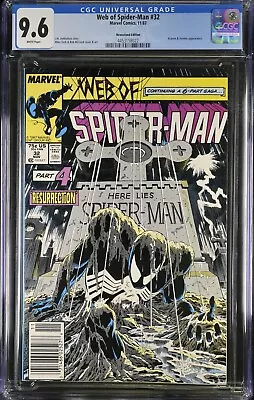 Buy Web Of Spider-Man #32 Newsstand Variant Mike Zeck White Pages 1987 CGC 9.6 • 128.14£