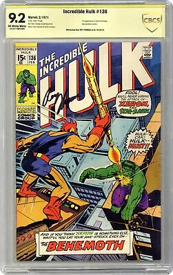 Buy Incredible Hulk #136 CBCS 9.2 SS Roy Thomas 1971 18-3311DA4-084 • 132.02£