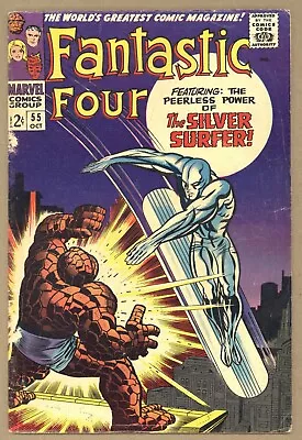 Buy Fantastic Four 55 VG Kirby 4th Silver Surfer! Vs Thing! 1966 Marvel Comics U301 • 62.23£