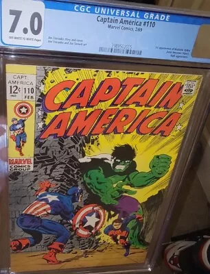 Buy Captain America #110 CGC 7.0 (1969) 1st App Madame Hydra * Jim Steranko * Hulk • 166.97£