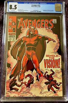 Buy Avengers 57 CGC 8.5 🔥 WHITE PAGES 🔥 1st VISION WandaVision 1968 KEY 12c Marvel • 873.68£