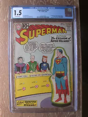 Buy Superman  #147   CGC 1.5  1st Appearance Of Legion Of Super-Villains   1961 • 77.66£
