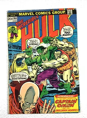 Buy Vintage Comic Incredible Hulk 164 1st Captain Omen Herb Trimpe Englehart Marvel • 5.43£