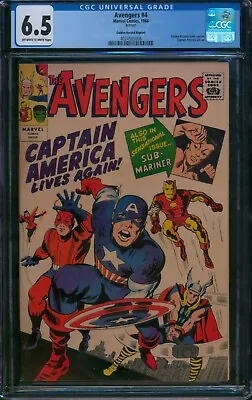 Buy Avengers #4 Golden Record Reprint (1966) ⭐ CGC 6.5 ⭐ Captain America GRR Comic • 361.12£