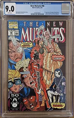 Buy New Mutants #98 CGC 9.0 WHITE PAGES 1st Appearance Deadpool 1991 • 310.64£