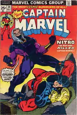 Buy Captain Marvel (1st Series) #34 VG; Marvel | Low Grade - Jim Starlin 1st Nitro - • 18.63£