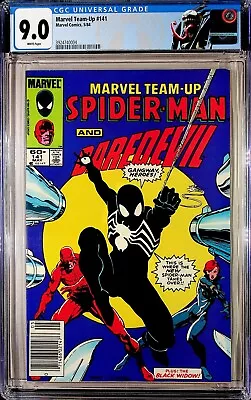 Buy Marvel Team-Up #141 Newsstand CGC 9.0 White Pages 1st Black Suit 1984 • 76.88£