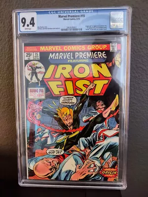 Buy Marvel Premiere #15 CGC 9.4 NM Marvel Comics 1974 1st Appearance Iron Fist Comic • 504.80£