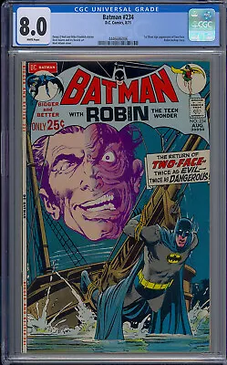 Buy Batman #234 Cgc 8.0 White Pages Two-face 1st Silver Age Appearance • 718.36£