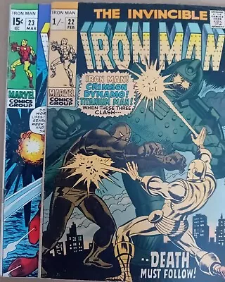 Buy Iron Man #'s 22, 23 - GD+ (2.5) - Marvel 1970 - 15 Cents & UK Copy - Tuska Art • 8.99£