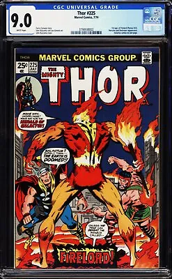 Buy Thor #225 CGC 9.0 1974 1st Firelord! Key Bronze Age! White Pages! M11 372 Cm • 380.50£