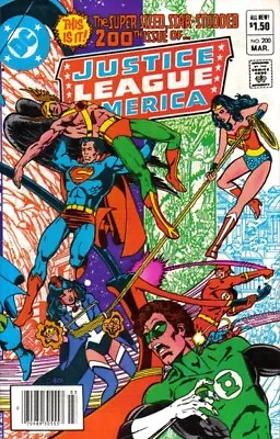 Buy JUSTICE LEAGUE OF AMERICA #200 F, Perez, Newsstand DC Comics 1982 Stock Image • 6.21£