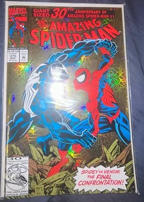 Buy Amazing Spider-Man #375 Venom Gold Holo Foil Cover Ann Weying Marvel 1993 Mint • 18.64£