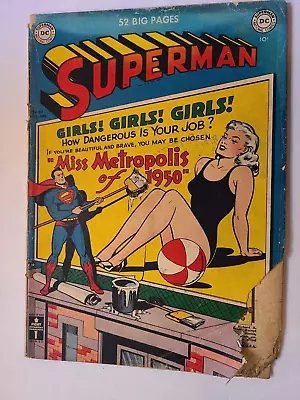 Buy Superman # 63 Dc 1950 Rare Cheesecake Dc Cover • 100.18£