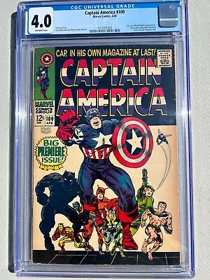 Buy Captain America 100 1968 Marvel Comics CGC VG 4.0 Black Panther Sharon Carter • 252.40£