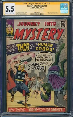 Buy Journey Into Mystery #98 1963 Cgc 5.5 SS Signed Larry Lieber 1st App Human Cobra • 485.38£