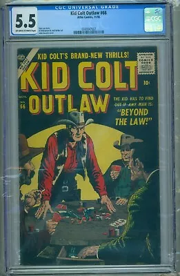 Buy Kid Colt Outlaw #66 - Cgc (5.5) - Stan Lee Story - John Severin Cover - 11/1956 • 135.91£