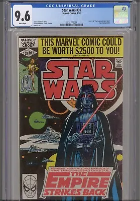 Buy Star Wars #39 CGC 9.6 1980 Marvel Comics Part 1 Empire Strikes Back • 93.15£