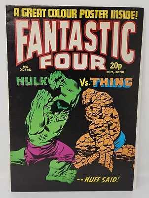 Buy FANTASTIC FOUR # 10 UK Weekly WITH POSTER 1982 Marvel HULK Vs THING 112 • 31.06£
