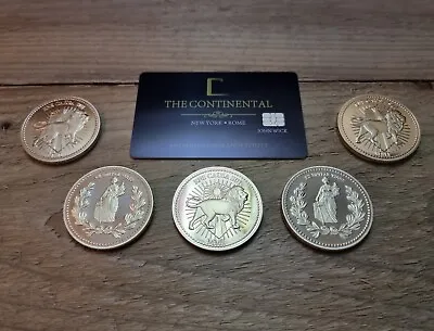Buy 5 Pcs John Wick Hotel Continental Gold Coins Prop Replica In Protective Case Uk • 17.99£