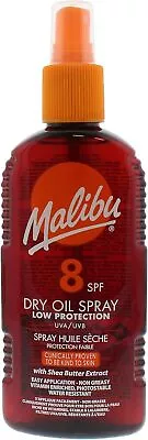 Buy 200ml Malibu Sun SPF 8 Non-Greasy Dry Oil Spray For Tanning • 7.37£