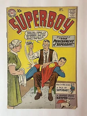 Buy Superboy #75 (1959 DC) Spanking Cover. Center Fold Detached • 10.86£