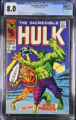 Buy Incredible Hulk #103 - Marvel Comics 1968 CGC 8.0 Gary Friedrich Story Marie Sev • 76.88£