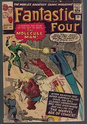 Buy Marvel Comics Fantastic Four 20 1st  Molecule Man  G/Vg 2.5 1964 • 169.99£