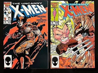 Buy UNCANNY X-MEN #212 & #213 (1986) WOLVERINE Vs. SABERTOOTH SHARP NM- COPIES! • 34.95£