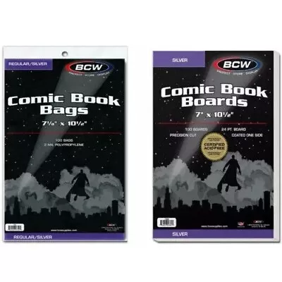 Buy BCW Silver Age Comic Book Bags And Boards (100 Pack) Acid Free Archival Quality • 23.76£